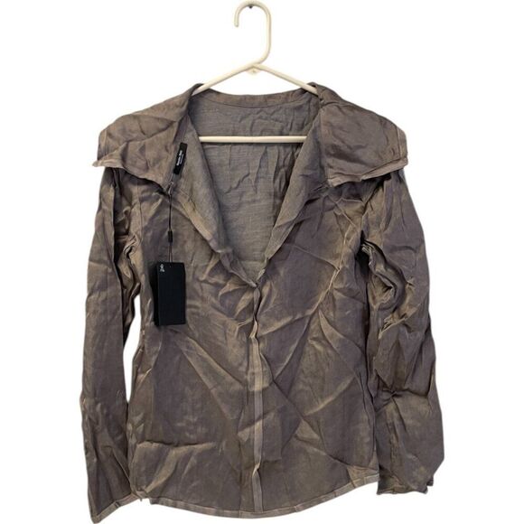 Massimo Dutti Womens Top Size S Gray Long Sleeve Drape Neck Blouse 5105/805 NWOT - Picture 4 of 9